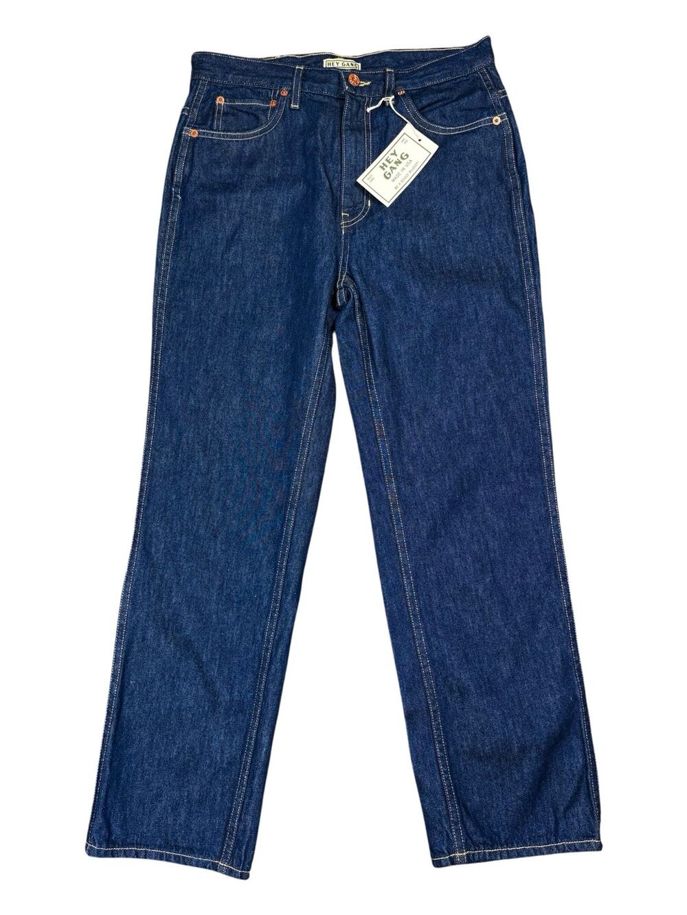 NWT Hey Gang Straight Leg Dark Wash Jeans Women's 28 100% Cotton Ankle Length